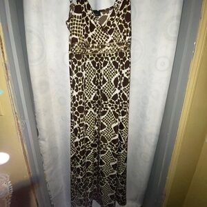 INC International Concepts Brown and Cream Maxi Dress